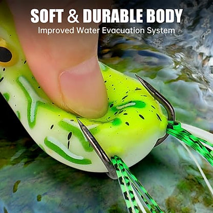 Syosisny 5pcs Topwater Frog Lure Set with Weedless Hooks, Soft Fishing Lures with Realistic Design, Perfect for Bass Fishing