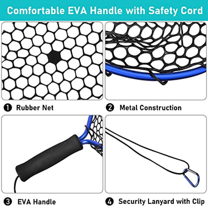Floating Fishing Net - Fishing Landing Net with Rubber EVA Handle for Easy Fish Catch and Release Fishing Net for Fly, Trout, Salmon, Bass, Kayak Fishing - color: Style A
