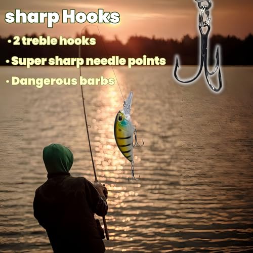 Bestac Fishing Lures Hard Bait Deep Diving Swimbait Crankbait Topwater Lures with Treble Hooks 3D Eyes for Bass Trout Freshwater and Saltwater Depth 1-1.5m Weight 14.5g - color: #3