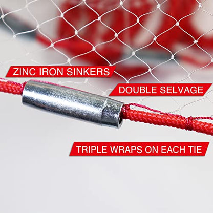 BasicGear Cast Net | 3ft-12ft Radius, 3/8 or 1/4 inch Mesh for Freshwater and Saltwater Bait Fish| Professional Grade and Upgraded Material | Throw Style - size: 3ft Radius, style: Zinc Iron, 1/4" Mesh