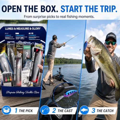 PLUSINNO Fishing Lures,Surprise Tackle Box Fishing Kit,Fishing Gear,Freshwater & Saltwater Bass Fishing Lures, Fishing GIfts For Men