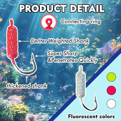 Eupheng UV Glow in Dark Yellowtail Snapper Jigs, 15PCS 1/4oz, 1/8oz, 1/16oz Weighted Jig Head with Stainless steel Hook Yellowtail jig hook for Saltwater and Freshwater Fishing - size: 1/16oz