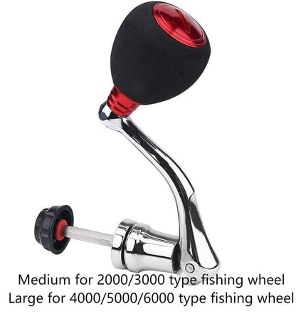 Keenso Reel Replacement Handle, Metal Rocker Arm Grip Spinning Metal Made hex Trunk Spinning Fishing Reel with EVA Premium Metal Comfortable and Anti-Slip - color: Red, size: Medium