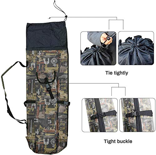 Allnice Durable Canvas Fishing Rod & Reel Organizer Bag Travel Carry Case Bag- Holds 5 Poles & Tackle - color: Multiolor