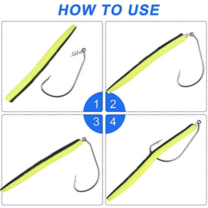 Swimbait Twist Lock Fishing Hook, 60Pcs Twist-Lock Worm Keeper Hooks with Centering Pin Spring Weedless Hook for Soft Plastic Lures Baits Bass Fishing 1/0 2/0 3/0 4/0 5/0 - size: 3/0-60pcs