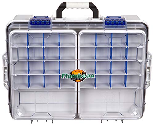 Flambeau Outdoors 4000WPNC Waterproof Satchel 4000, Portable Waterproof Tackle Box with Trays, Gray/Clear (18.71" L x 13.58" W x 7.58" D) - size: 4000 Series, style: Standard