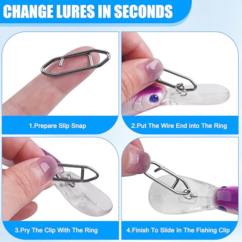 AGOOL Speed Clips for Fishing Lures Kit, Fishing Snaps Clips High Strength Quick Change Clips Stainless Steel Fishing Power Clips Swivels Fishing Tackle Connector Snaps - style: 50pcs Fishing Clips Kit