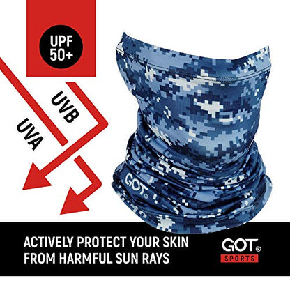 UPF 50+ Fishing Neck Gaiter - UV Face Mask Sun Protection for Men Women | Moisture-Wicking, Quick-Drying, Built-in SPF, UVA/UVB Blocking, Hunting Camo Design, Versatile Headwear - color: Digital Navy Camo