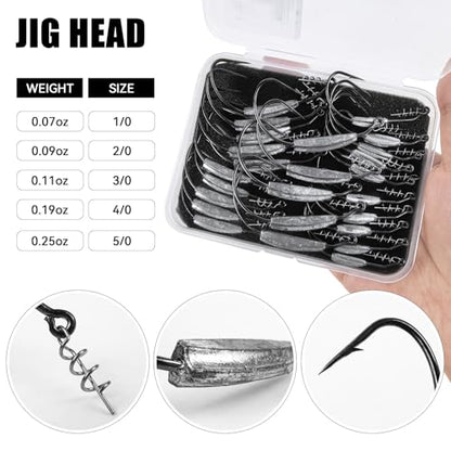 Weighted Swimbait Hooks,Weedless Fishing Jig Heads with Twist Lock,for Soft Plastic Worm Saltwater Freshwater Fishing Hooks