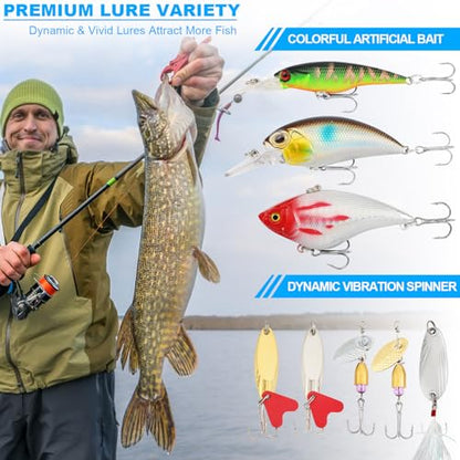 TCMBY 236Pcs Fishing Lures Tackle Box with Tackle Included, Crankbaits, Spoon, Hooks, Weights & Accessories, Casting Fishing Gear for Bass, Trout