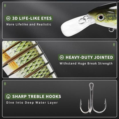 GOTOUR Jointed Swimbaits, Easy Catch Fishing Lures for Bass Trout Crappie | Wiggling Vibrating Rattling Gurgling for More Bites, Heavy-Duty Dyneema Fiber, Slow Sinking, Fresh & Saltwater Fishing Baits - color: D1-9.5"-5.6oz