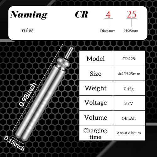 Glooglitter 20 Pcs Fishing Bobbers Battery Cr425 Rechargeable Float Battery for LED Light Tips Lighted up Night Bobber Glow Sticks Fishing Float Accessories Tackles