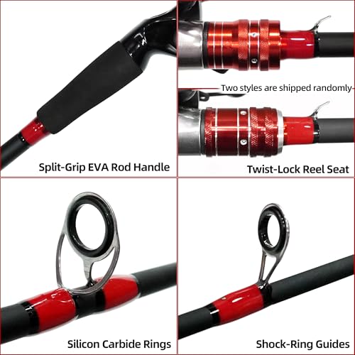 Kilitn Fishing Rod and Reel Combo, Baitcasting Combo Baitcast Reel, 6 Foot 7 Foot 2-Piece, Durable Fiberglass Wrapped Carbon Fiber Rod with Comfortable EVA Handle - style: Left-hand Reel - 6 Ft 2 Piece Rod