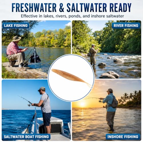 Soft Plastic Jerkbait Fishing Lures, 5 Inch Fluke Style Minnow Swimbaits for Bass, Walleye, Trout & Crappie, Scented Soft Baits for Freshwater & Saltwater, 10 Pack - color: Orange Silver Shad