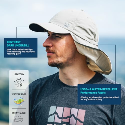 TOP-EX L/XL/XXL UV50+ Waterproof Neck Flap Baseball Sun Cap - color: Dark Grey, size: X-Large