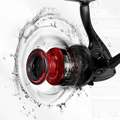 Piscifun Flame Spinning Reels, Lightweight 9+1BB Ultra Smooth Spinning Fishing Reels, 19.8LBs Max Drag - color: Red, size: 500