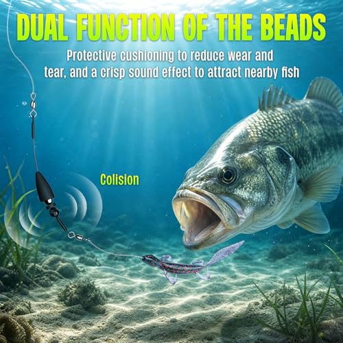 Carolina Rig for Bass Fishing, Pre-Rigged Bullet Weight with Swivels, Ready to Use Carolina Rigs with Beads, Saltwater & Freshwater Fishing Tackle - color: Black, size: 3/4oz