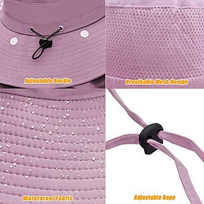 Fishing Hat for Men & Women, Outdoor UV Sun Protection Wide Brim Hat with Face Cover & Neck Flap - color: Purple