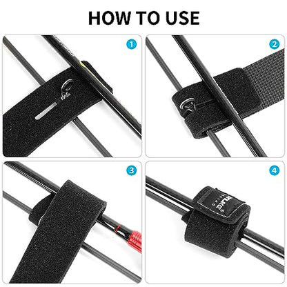 SANLIKE Fishing Belts Rod Straps Pole Ties Fishing Tackle Ties Cable | Black 15cm/24cm/34cm-5pcs/10pcs/20pcs, Stretchy Tackle Holders for Casting Spinning and Fly Rods, Organize and Protect - size: 5.9in*0.8in-5pcs