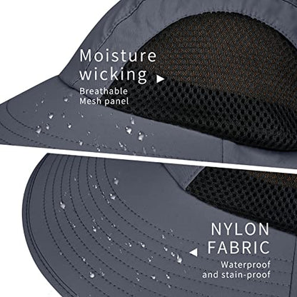 Sun Hat for Men Women with Neck Flap,UPF 50+ UV Protective Hiking Fishing Hats,Wide Brim Sun Hat for Women&Men - color: 1pack-dark Gray