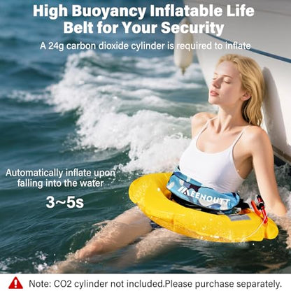 Automatic Inflatable Belt Pack Water Sports Jacket Waist Belt PFD for SUP Paddleboarding Fishing Boating Kayaking（fit 80-330 lbs） (Blue camouflage) - color: Blue camouflage