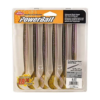 Berkley PowerBait Speed Boss Fishing Soft Bait - color: Skeet’s Green Money, size: 6 3/4"