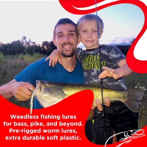 DeLong Lures 6" KILR Worm – Made in USA Weedless Pre-Rigged Soft Plastic Swimbaits, Extra Durable Bass Fishing Lures for Pike and More, 5-Pack Variety - color: Firetiger