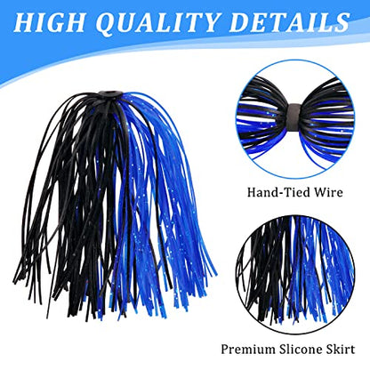 Silicone Jig Skirts Fishing Lures 50 Strands Bass Fishing Jigs Spinnerbait Skirts Replacement Kit Squid Jig Spinner Bait DIY Fishing Lures 12/24 Bundles - size: Type A-12 bundles