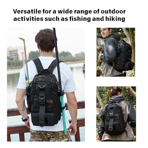 Fishing Tackle Backpack with Rod Holders Waterproof Lightweight Tackle Bag Storge Fishing Gear and Equipment L
