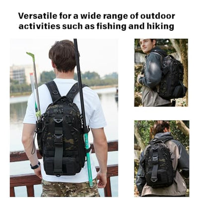 Fishing Tackle Backpack with Rod Holders Waterproof Lightweight Tackle Bag Storge Fishing Gear and Equipment L