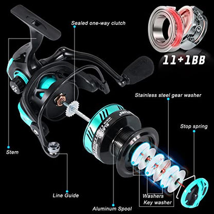 Sougayilang Fishing Rod and Reel Combo, 2-Piece 5-Foot 6-Inch Graphite & Fiberglass Rod, Durable and Strong, Quickset Anti-Reverse Fishing Reel (1Pack/2Pack) - color: Spinning Combo - 2 PACKS