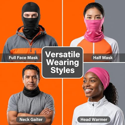 2 Pieces Thin Balaclava Ski Mask Head Mask Full Face Mask Windproof Sun UV Protection Hood for Women Men - color: Black+rose Red