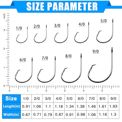 Circle Hooks Saltwater Fishing Hooks, 50/100pcs in-line Octopus Circle Hook High Carbon Steel Straight Eye Barbed Point Catfish & for Saltwater & Freshwater Fishing - size: 7/0_50pcs