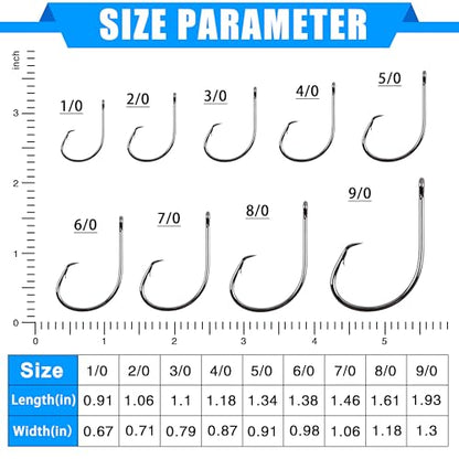 Circle Hooks Saltwater Fishing Hooks, 50/100pcs in-line Octopus Circle Hook High Carbon Steel Straight Eye Barbed Point Catfish & for Saltwater & Freshwater Fishing - size: 3/0_50pcs