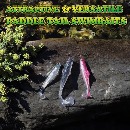 LUCKYFISHING Paddle Tail Swimbaits Soft Plastic Swimbaits Soft Baits for Bass Fishing Trout Crappie Walleye Freshwater Saltwater 10/16/20 PCS Soft Plastic Baits 4/3.5/3/2.5 Inch - color: White, size: 4 inch-10pcs