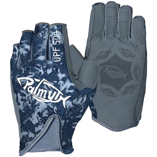 Palmyth UPF 50+ Fingerless Sun Fishing Gloves –UV Protection Lightweight Water Sports Gloves for Kayaking, Paddling & Canoeing - color: Voyage, size: Small