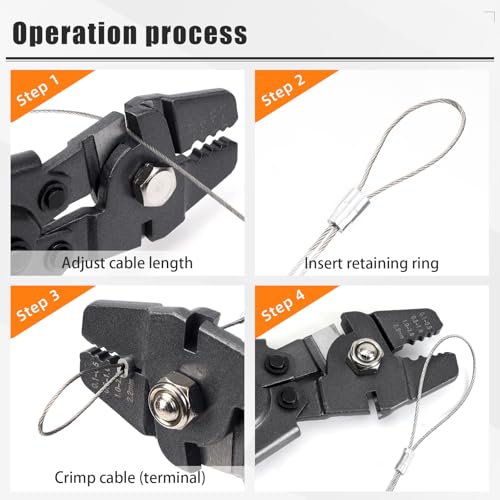 KF CPTEC Wire Rope Swager 2-in-1 Crimping Tool & Cutter for Fishing Lines up to 2.2mm, Lightweight Teflon-Coated Aluminum Ferrule Crimper
