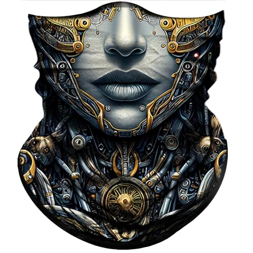 Obacle Skull Face Mask for Women Dust Wind Sun Protection Rave Festival Riding - color: Women Gold Gray Face