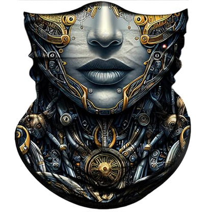 Obacle Skull Face Mask for Women Dust Wind Sun Protection Rave Festival Riding - color: Women Gold Gray Face