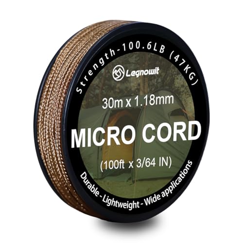 Micro Paracord, 1.18mm x 100ft Thin Mini Utility Braided Small Paracord for Crafting, DIY Project, Camping and More - color: Brown, size: 100ft (1 Pack)