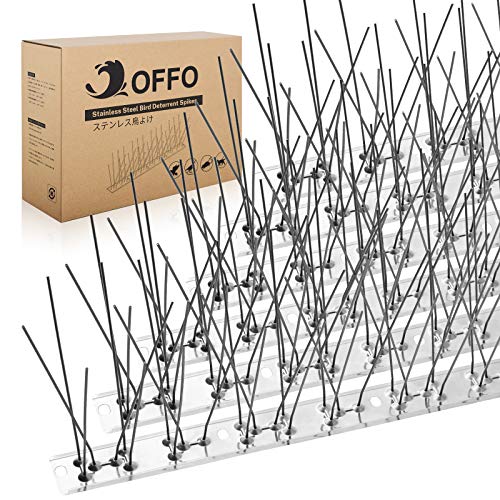 OFFO Bird Spikes Pre-Assembled for Pigeons Birds, Cover 24 Feet Durable Bird Spikes with Stainless Steel for Fence Roof Mailbox Window - color: Bright Silver, size: 24 feet
