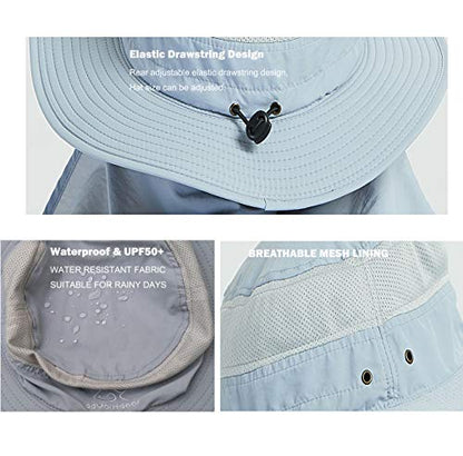 DDYOUTDOOR™ 07-281 Fashion Summer Outdoor Sun Protection Fishing Cap Neck Face Flap Hat Wide Brim - color: Gray