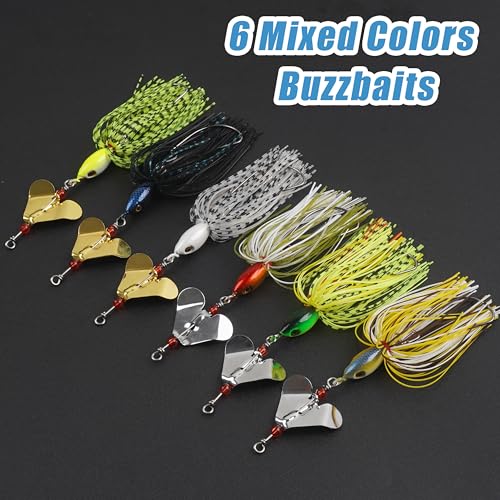 Spinnerbait Fishing Lures Kit - 6/12pcs Bass Fishing Buzzbait Lures Spinner Baits for Bass Trout Pike Salmon Multicolor Swimbait Buzz Bait Metal Spinner baits Swim Jigs Freshwater Saltwater - color: Style A-12pcs