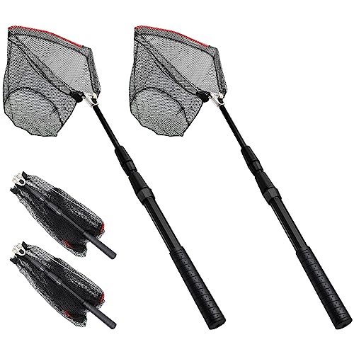 SAN Like Fishing Net Fish Landing Nets Collapsible Telescopic Sturdy Pole Handle for Saltwater Freshwater Extending to 36/43/71/98inches - color: Black, size: S-2 packs