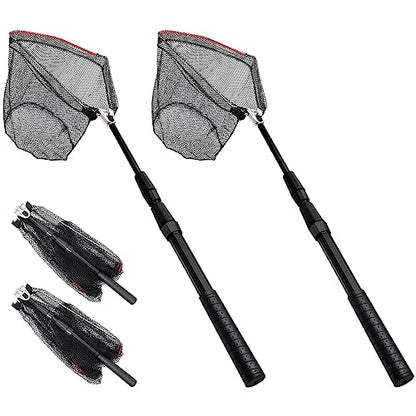 SAN Like Fishing Net Fish Landing Nets Collapsible Telescopic Sturdy Pole Handle for Saltwater Freshwater Extending to 36/43/71/98inches - color: Black, size: S-2 packs