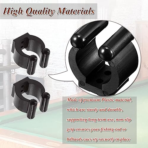Pool Cue Holder, 10 Pieces Plastic Fishing Pole Rod Holder Clips - Black Pool Stick Holder Billiards Cue Stick Holder Clips for Wall Snooker Cue Locating Clips (10pcs black)