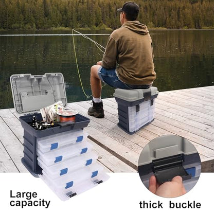 Fishing Tackle Box, 4 Layers Fishing Box, Tackle Boxes, Quick-Access Top Storage with Lid for Fishing Gear and Accessories,（Grey）by KUKLIPJIM - color: Grey