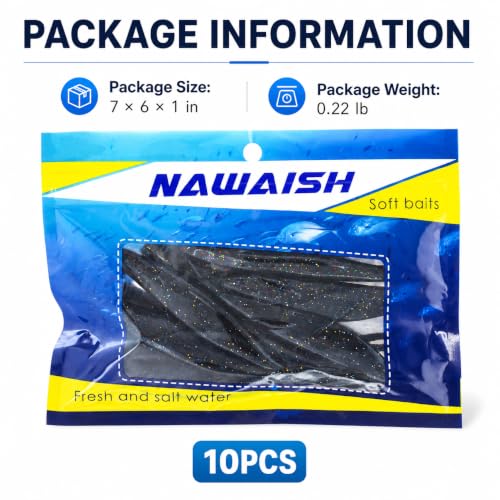 Soft Plastic Jerkbait Fishing Lures, 5 Inch Fluke Style Minnow Swimbaits for Bass, Walleye, Trout & Crappie, Scented Soft Baits for Freshwater & Saltwater, 10 Pack - color: Black Flash