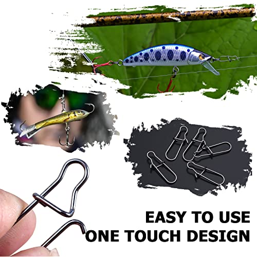 Atibin Duo Lock Fishing Snap Stainless High Strength Fishing Snap Swivel Quick Change Fishing Snap Clip Black Nickel 24lb-209lb - size: Size0 (24lb) 100 pcs