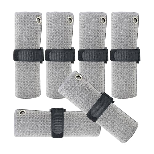 6 Pcs Golf Towels,13" X 13",Microfiber Waffle Pattern for Golf Bags Towel for Men Women,Fishing Essentials Gifts,Dish Cloth,Kitchen Clean Towels - color: Gray